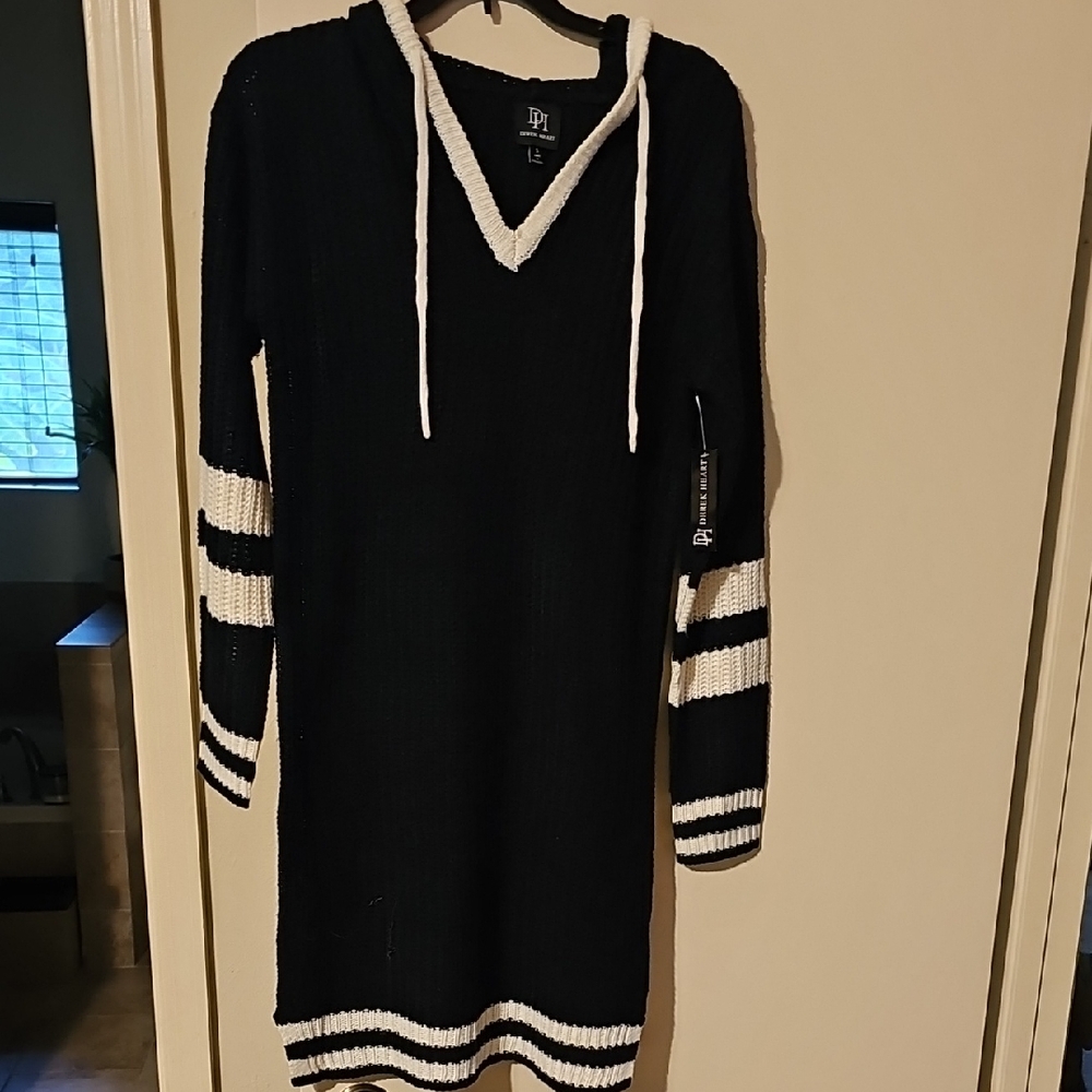 Black and White Striped Knit Dress
